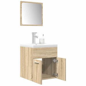 Set Mobili da Bagno 3 pz Rovere Sonoma in Legno Multistrato
