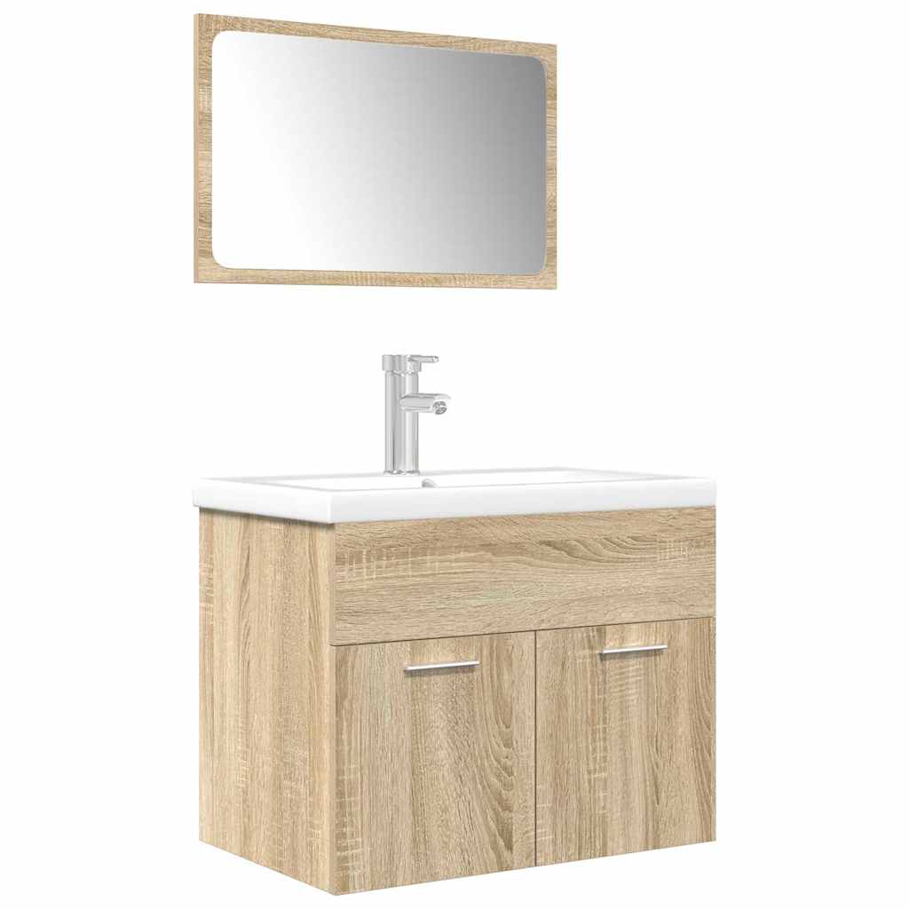 vidaXL Set Mobili da Bagno 3 pz Rovere Sonoma in Legno Multistrato