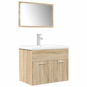 Set Mobili da Bagno 3 pz Rovere Sonoma in Legno Multistrato 3325018