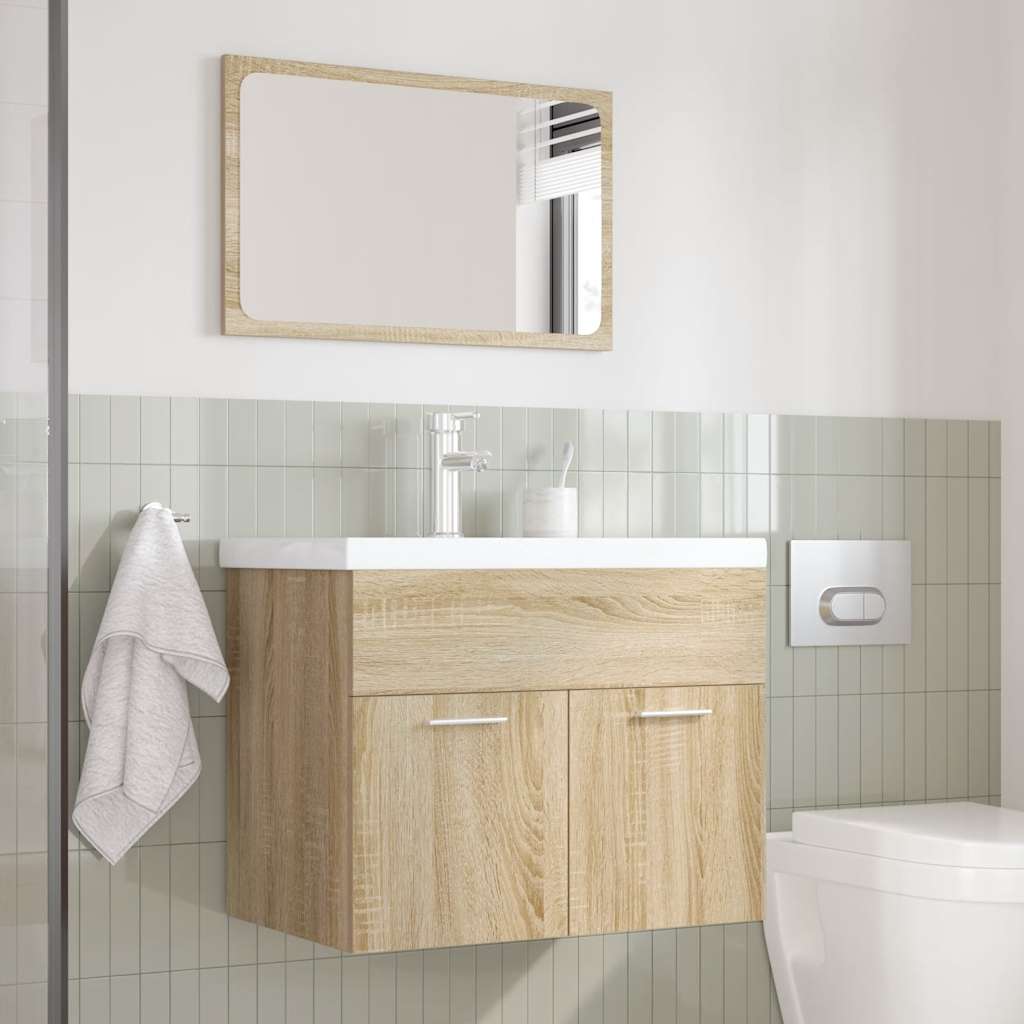 vidaXL Set Mobili da Bagno 3 pz Rovere Sonoma in Legno Multistrato