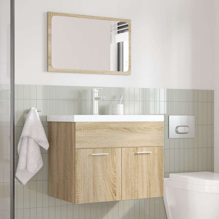 Set Mobili da Bagno 3 pz Rovere Sonoma in Legno Multistrato 3325018