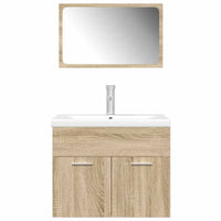 Set Mobili da Bagno 3 pz Rovere Sonoma in Legno Multistrato 3325018