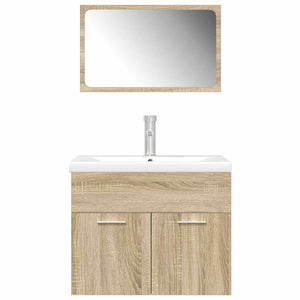 Set Mobili da Bagno 3 pz Rovere Sonoma in Legno Multistrato 3325018