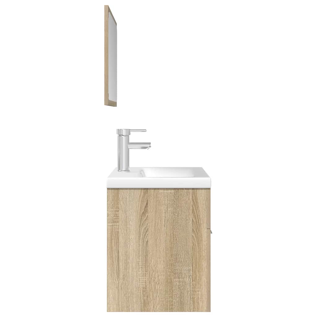 Set Mobili da Bagno 3 pz Rovere Sonoma in Legno Multistrato 3325018