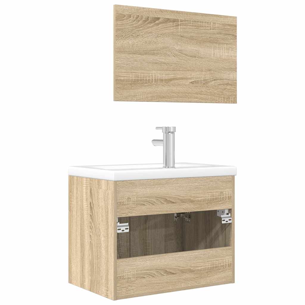 Set Mobili da Bagno 3 pz Rovere Sonoma in Legno Multistrato 3325018