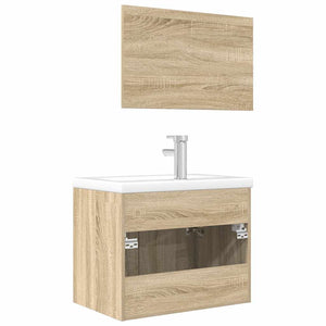 Set Mobili da Bagno 3 pz Rovere Sonoma in Legno Multistrato 3325018