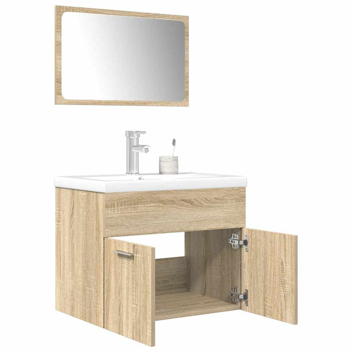 Set Mobili da Bagno 3 pz Rovere Sonoma in Legno Multistrato 3325018