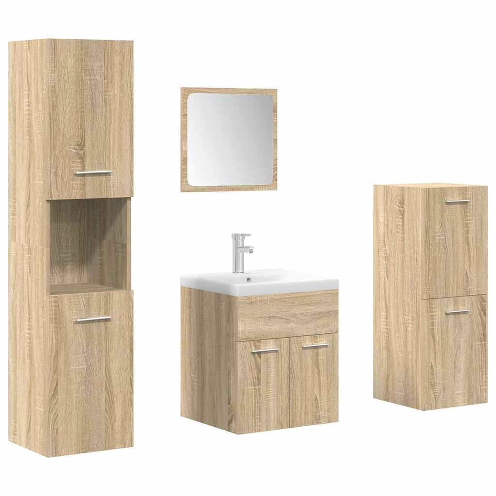 Set Mobili da Bagno 5 pz Rovere Sonoma in Legno Multistrato 3325020
