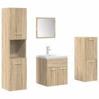 Set Mobili da Bagno 5 pz Rovere Sonoma in Legno Multistrato