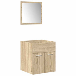 Set Mobili da Bagno 5 pz Rovere Sonoma in Legno Multistrato