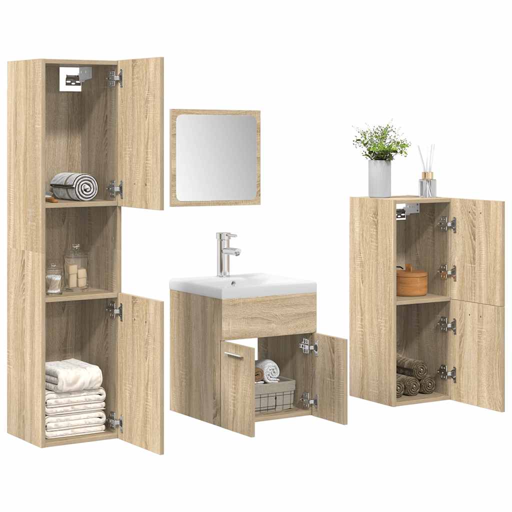 Set Mobili da Bagno 5 pz Rovere Sonoma in Legno Multistrato 3325020
