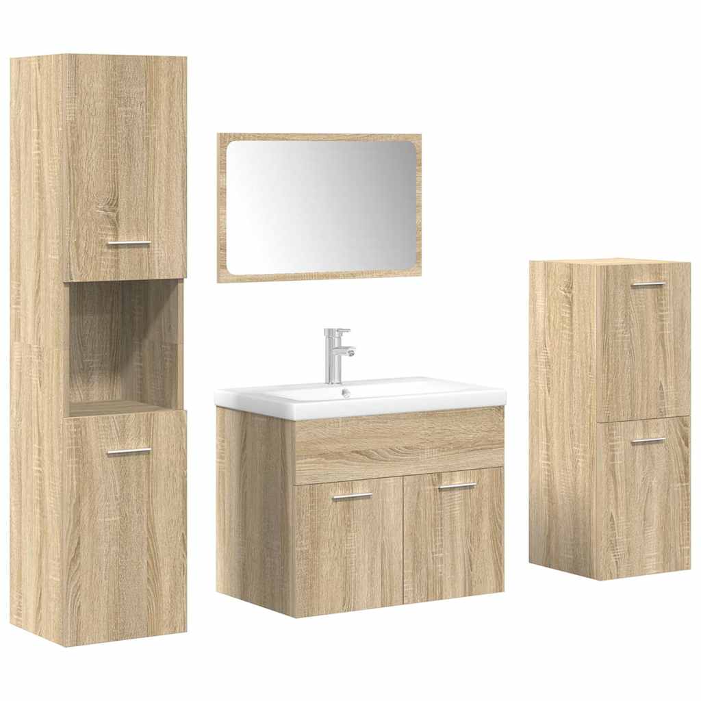 Set Mobili da Bagno 5 pz Rovere Sonoma in Legno Multistrato 3325021