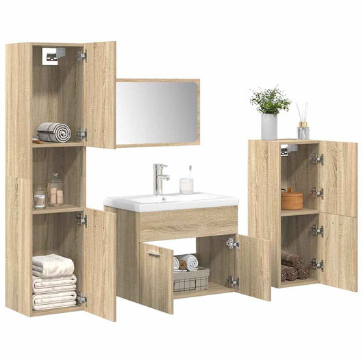 Set Mobili da Bagno 5 pz Rovere Sonoma in Legno Multistrato 3325021