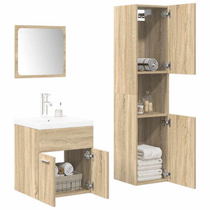 Set Mobili da Bagno 4 pz Rovere Sonoma in Legno Multistrato