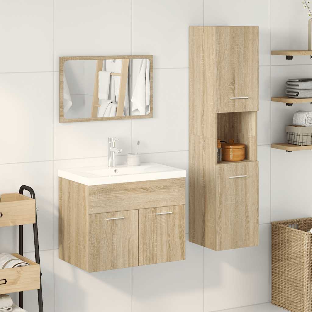 vidaXL Set Mobili da Bagno 4 pz Rovere Sonoma in Legno Multistrato