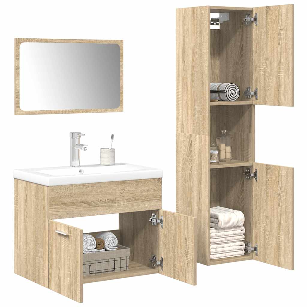 Set Mobili da Bagno 4 pz Rovere Sonoma in Legno Multistrato 3325024