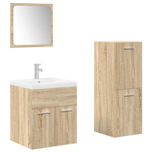 Set Mobili da Bagno 4 pz Rovere Sonoma in Legno Multistrato 3325026