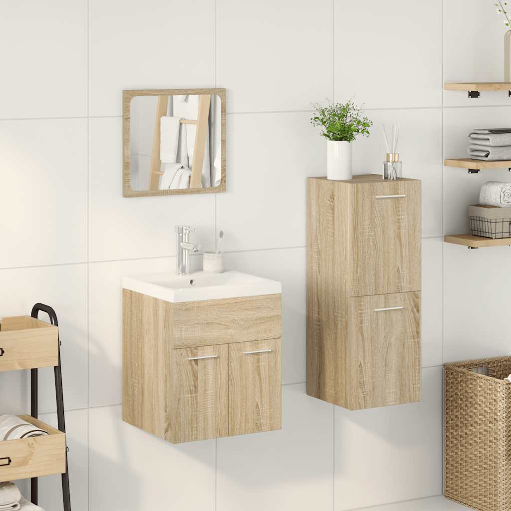 vidaXL Set Mobili da Bagno 4 pz Rovere Sonoma in Legno Multistrato