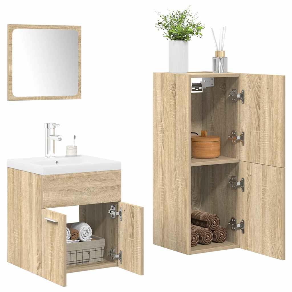 vidaXL Set Mobili da Bagno 4 pz Rovere Sonoma in Legno Multistrato