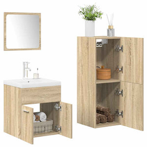 vidaXL Set Mobili da Bagno 4 pz Rovere Sonoma in Legno Multistrato