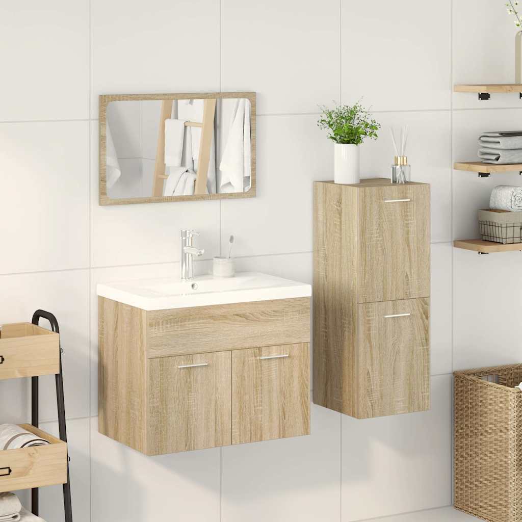 vidaXL Set Mobili da Bagno 4 pz Rovere Sonoma in Legno Multistrato