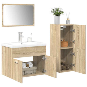 vidaXL Set Mobili da Bagno 4 pz Rovere Sonoma in Legno Multistrato