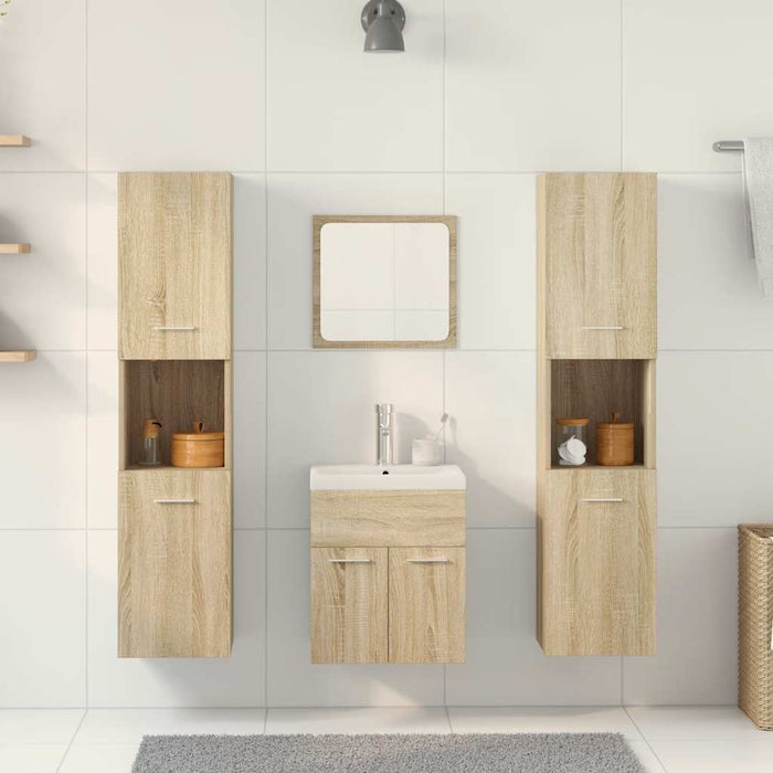 Set Mobili da Bagno 5 pz Rovere Sonoma in Legno Multistrato