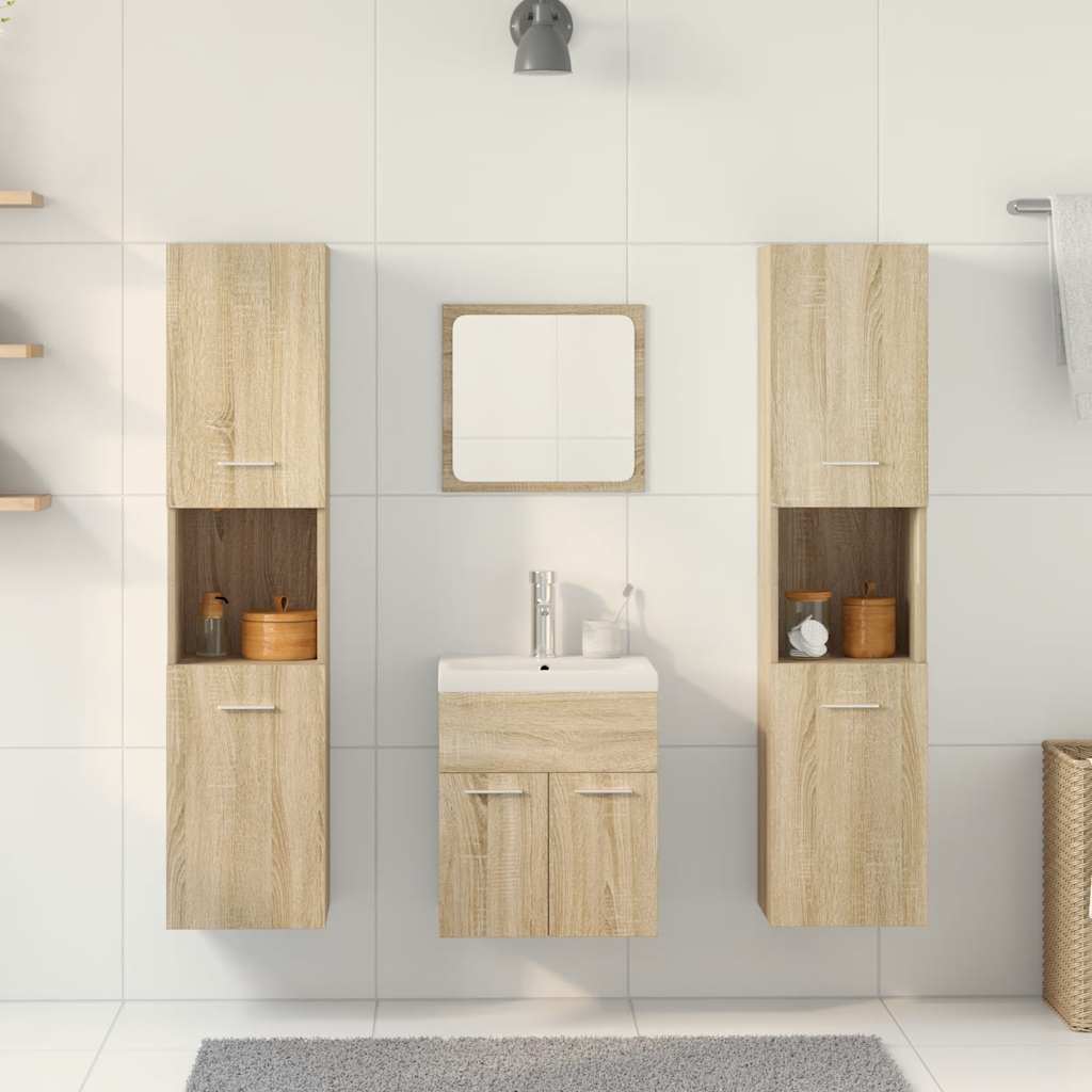 Set Mobili da Bagno 5 pz Rovere Sonoma in Legno Multistrato 3325029