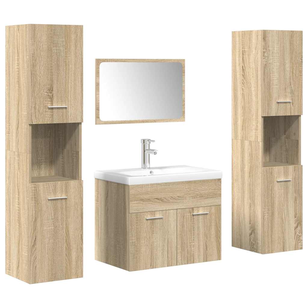 vidaXL Set Mobili da Bagno 5 pz Rovere Sonoma in Legno Multistrato