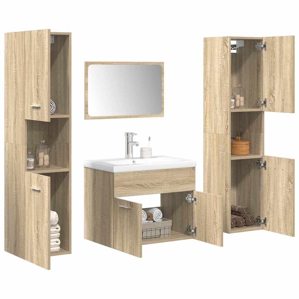 Set Mobili da Bagno 5 pz Rovere Sonoma in Legno Multistrato 3325030