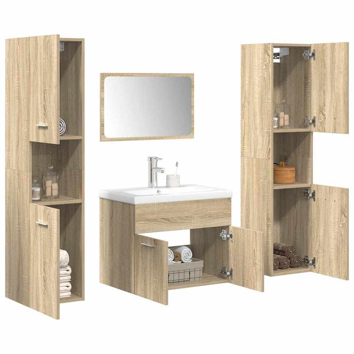 Set Mobili da Bagno 5 pz Rovere Sonoma in Legno Multistrato 3325030