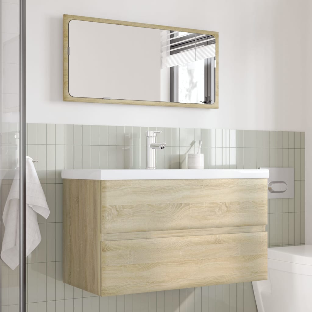 Set Mobili da Bagno 3 pz Rovere Sonoma in Legno Multistrato