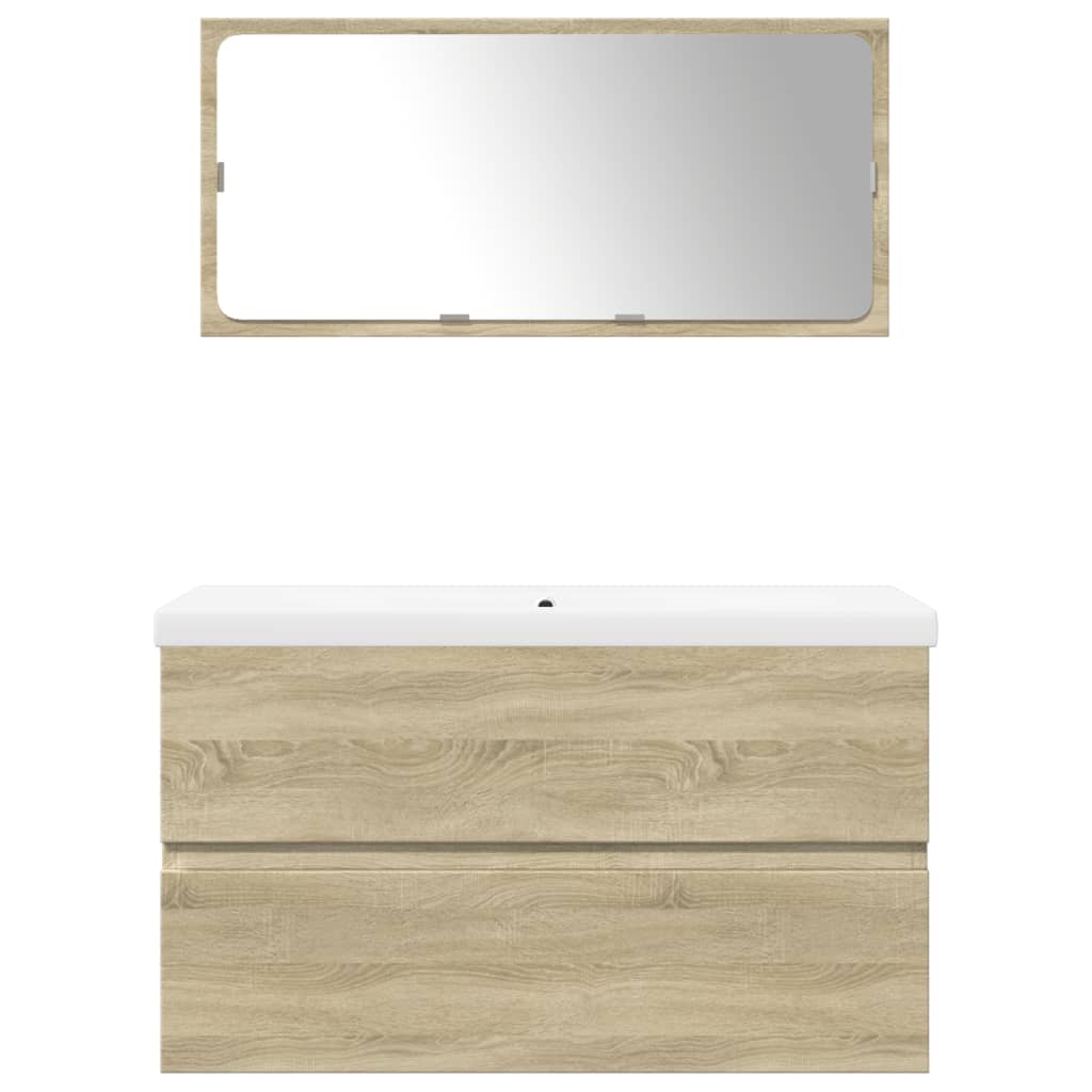 Set Mobili da Bagno 3 pz Rovere Sonoma in Legno Multistrato