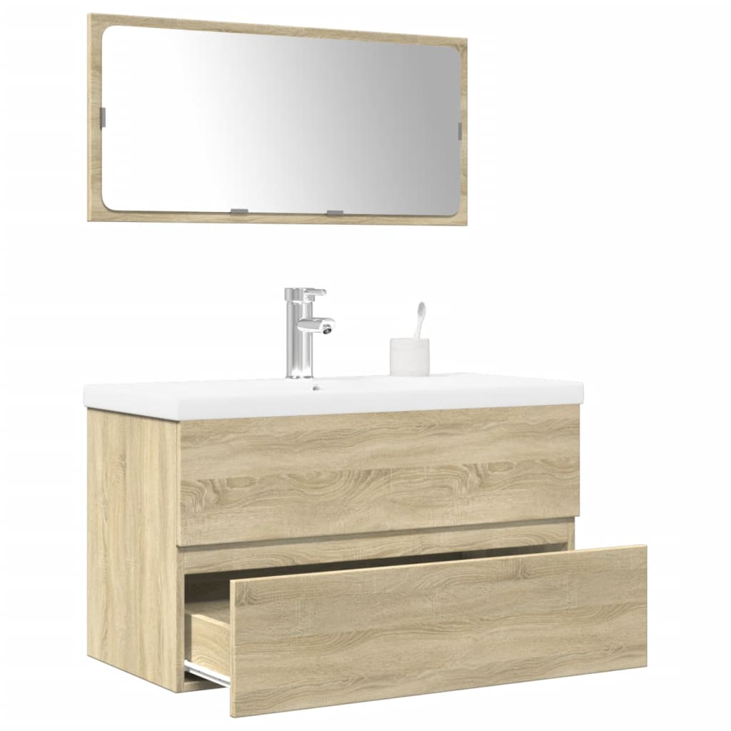 Set Mobili da Bagno 3 pz Rovere Sonoma in Legno Multistrato 3325037