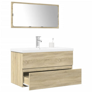 Set Mobili da Bagno 3 pz Rovere Sonoma in Legno Multistrato