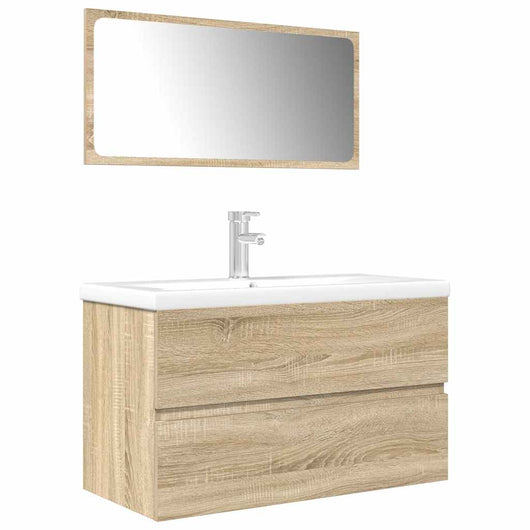 Set Mobili da Bagno 3 pz Rovere Sonoma in Legno Multistrato 3325043