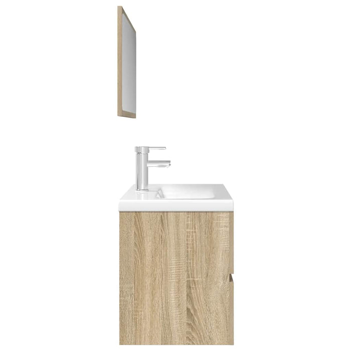 Set Mobili da Bagno 3 pz Rovere Sonoma in Legno Multistrato