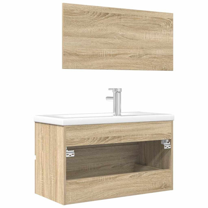 Set Mobili da Bagno 3 pz Rovere Sonoma in Legno Multistrato 3325043