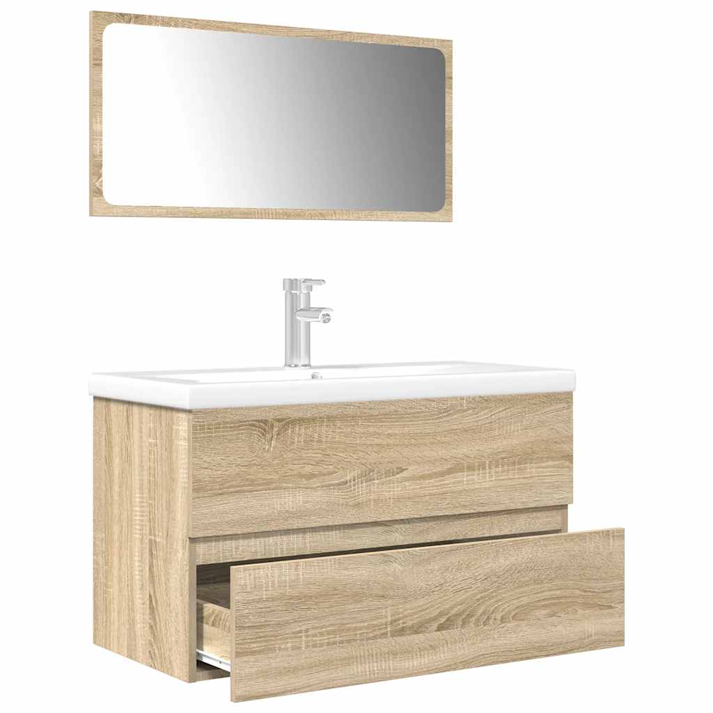 Set Mobili da Bagno 3 pz Rovere Sonoma in Legno Multistrato 3325043