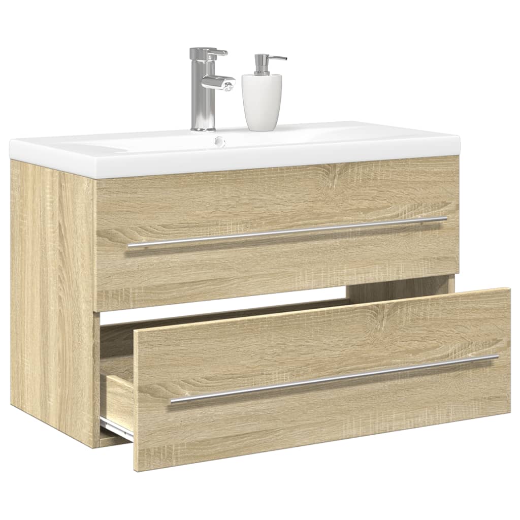 vidaXL Set Mobili da Bagno 2 pz Rovere Sonoma in Legno Multistrato