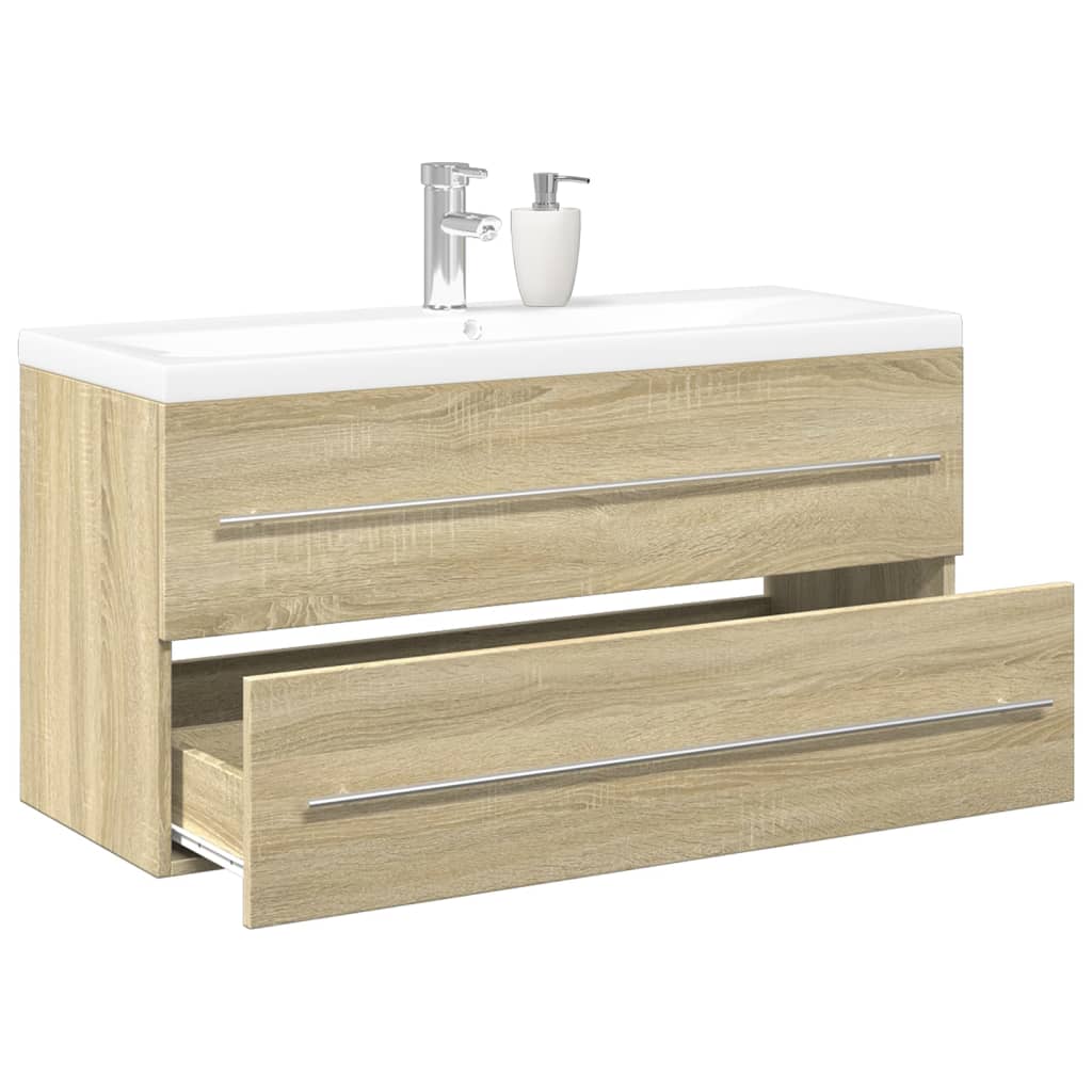 Set Mobili da Bagno 2 pz Rovere Sonoma in Legno Multistrato