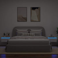 Comodini a Parete con Luci LED 2 pz-Set di 2 Tavolino da notte Bianchi 599164