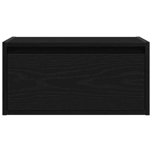 Comodino a Parete con Luci LED-Tavolino da notte sospeso Rovere Nero