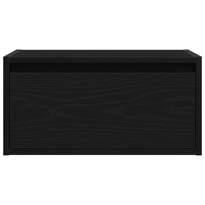 Comodino a Parete con Luci LED-Tavolino da notte sospeso Rovere Nero