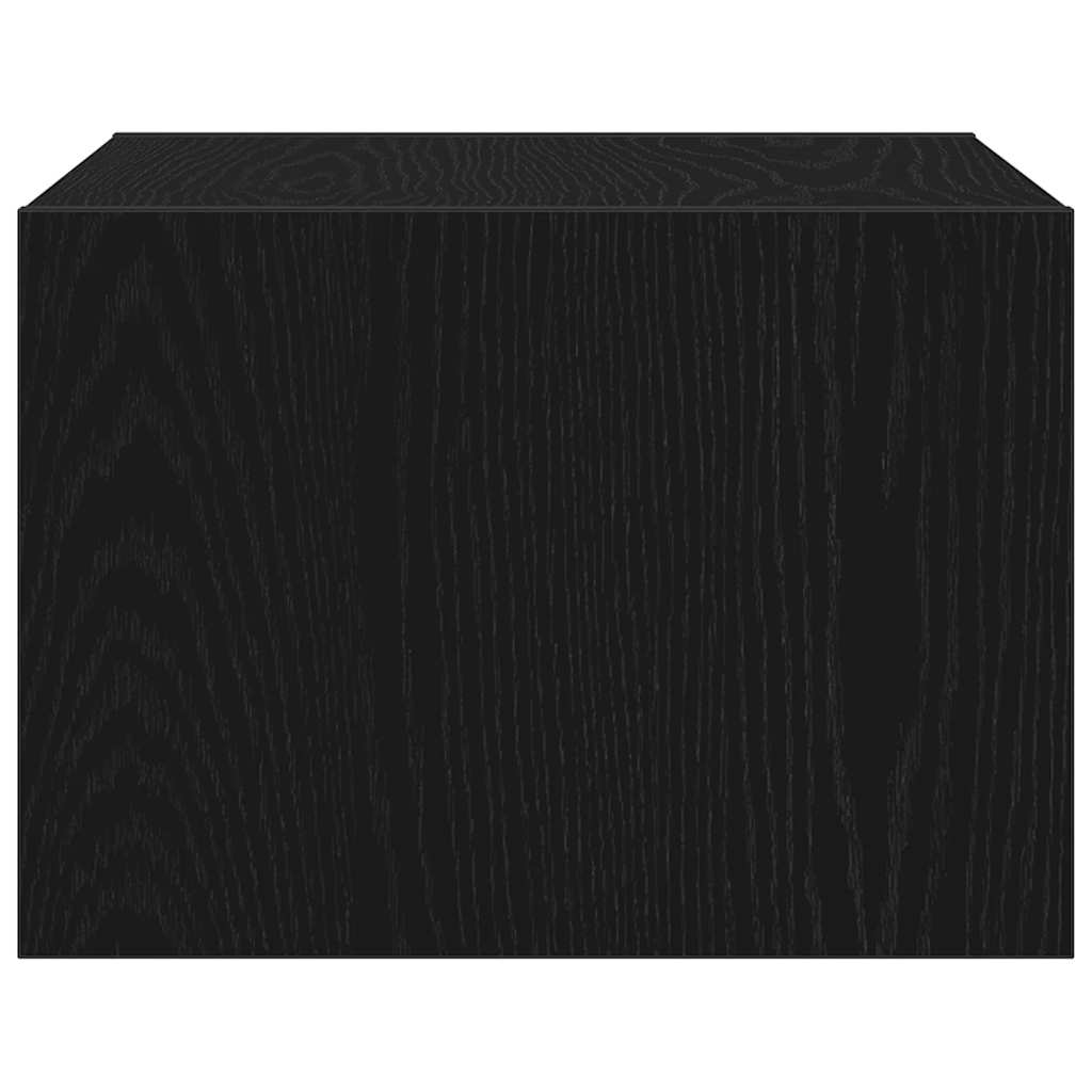 Comodino a Parete con Luci LED-Tavolino da notte sospeso Rovere Nero