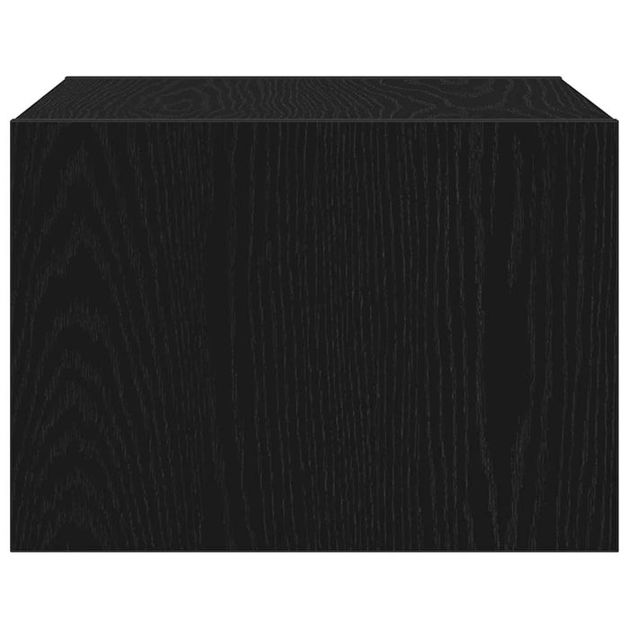 Comodino a Parete con Luci LED-Tavolino da notte sospeso Rovere Nero