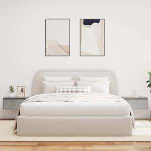 Comodini a Parete con Luci LED 2 pz Grigio Cemento