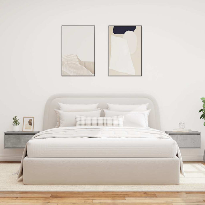 Comodini a Parete con Luci LED 2 pz Grigio Cemento