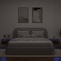 Comodini a Parete con luci LED 2 pz-Set di 2 Tavolino da notte Rovere Fumo 216505