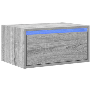 vidaXL Comodino a Parete con luci LED Grigio Sonoma